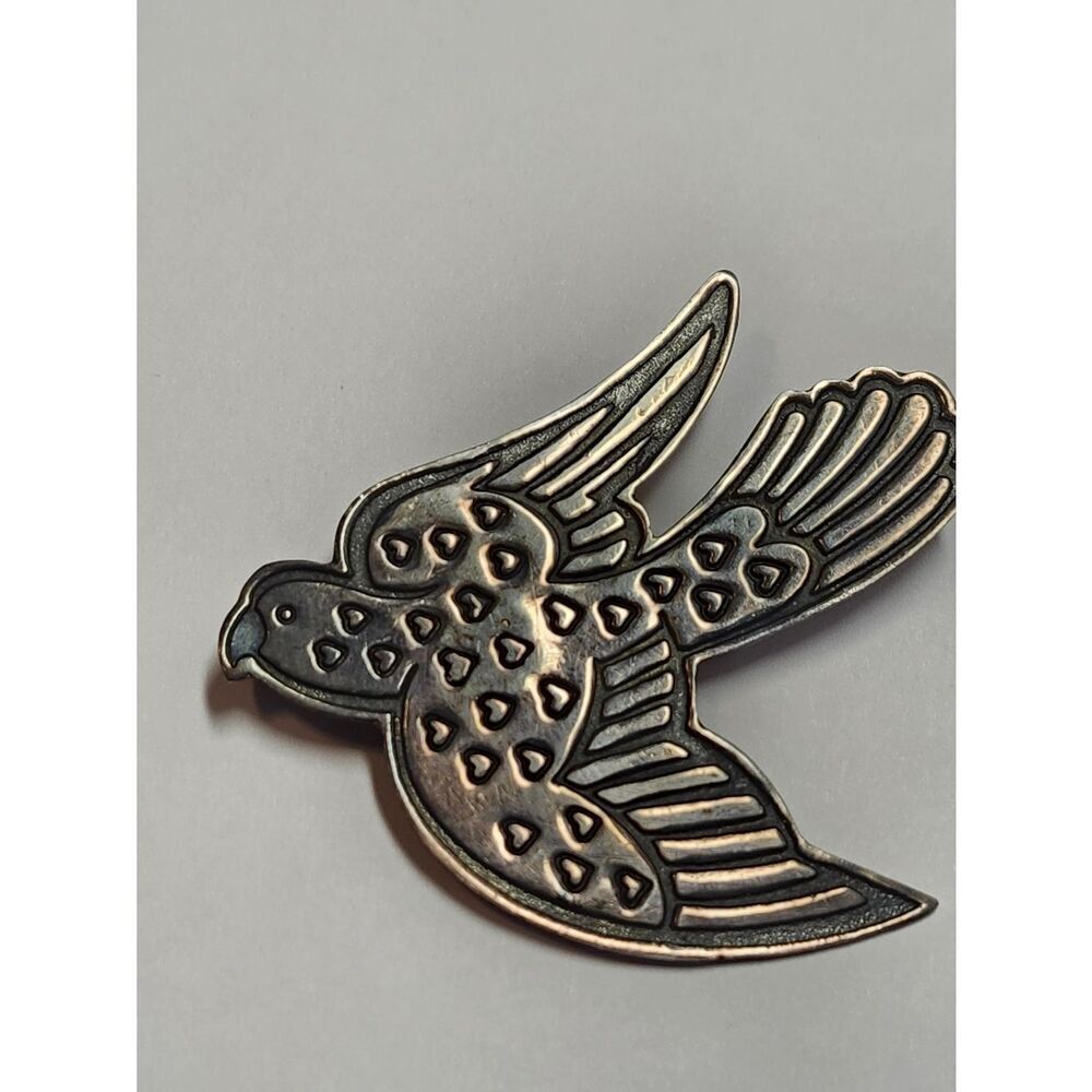 Vintage EFS Sterling Silver 925 Mexico Lovebird Bird with Hearts Brooch Pin